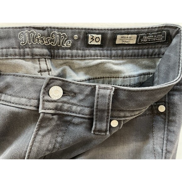 Miss Me Jeans Mid-Rise Skinny Women’s 30x31 Gray DG23 - Picture 9 of 13